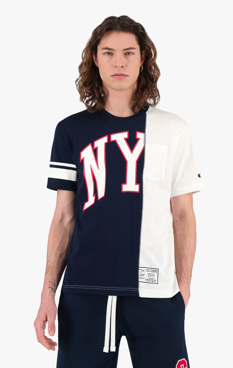 NY Spliced Pocket Crew Neck T-Shirt