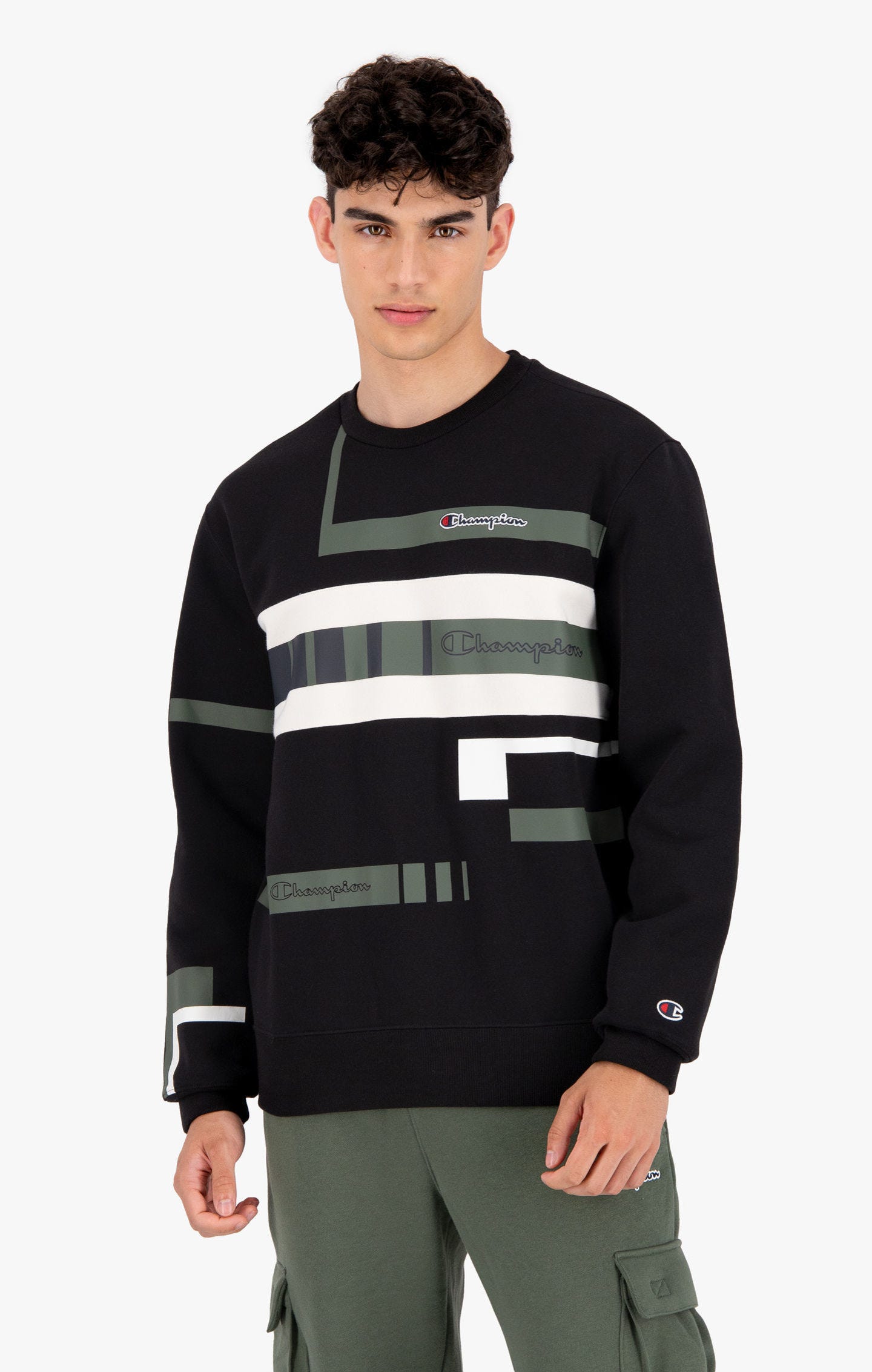 Script Logo Stripe Reverse Weave Organic Cotton Sweatshirt