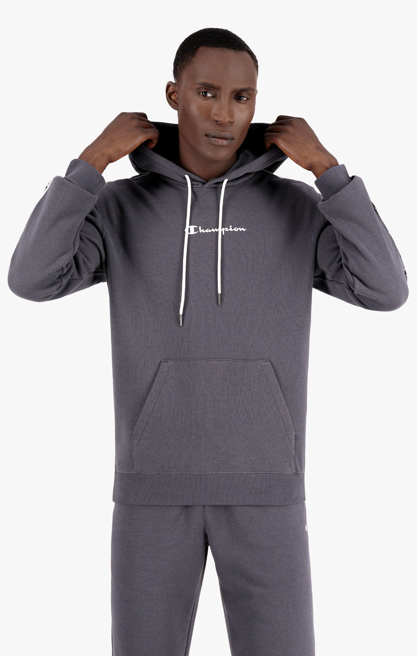 Sweatshirt à capuche et doubles bandes logo