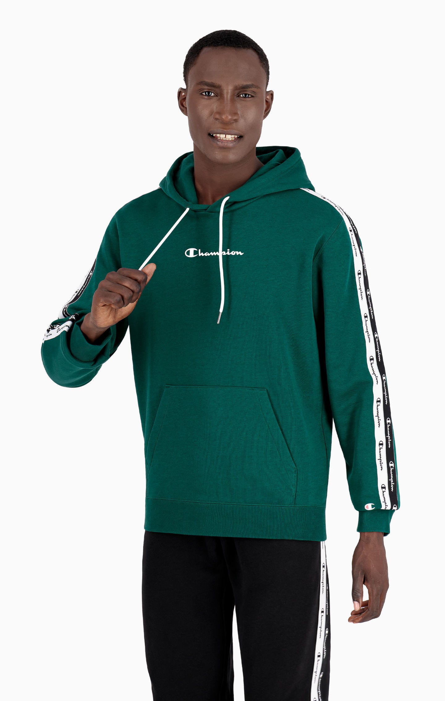 Sweatshirt à capuche et doubles bandes logo