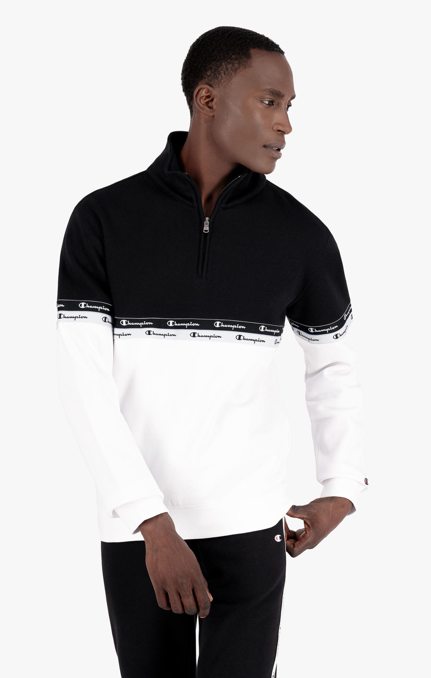 Sweatshirt colour-block à doubles bandes logo