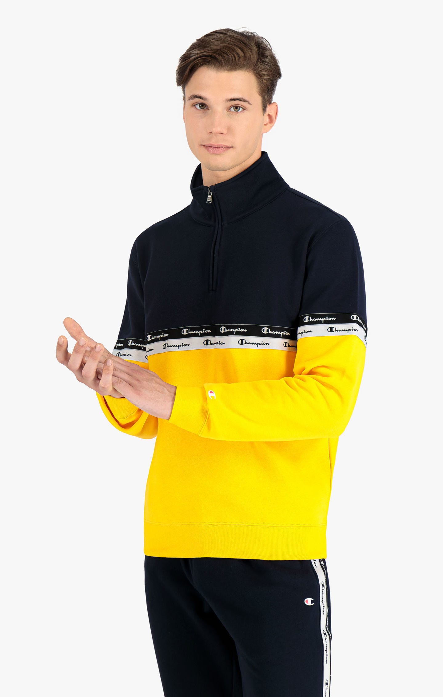 Sweatshirt colour-block à doubles bandes logo