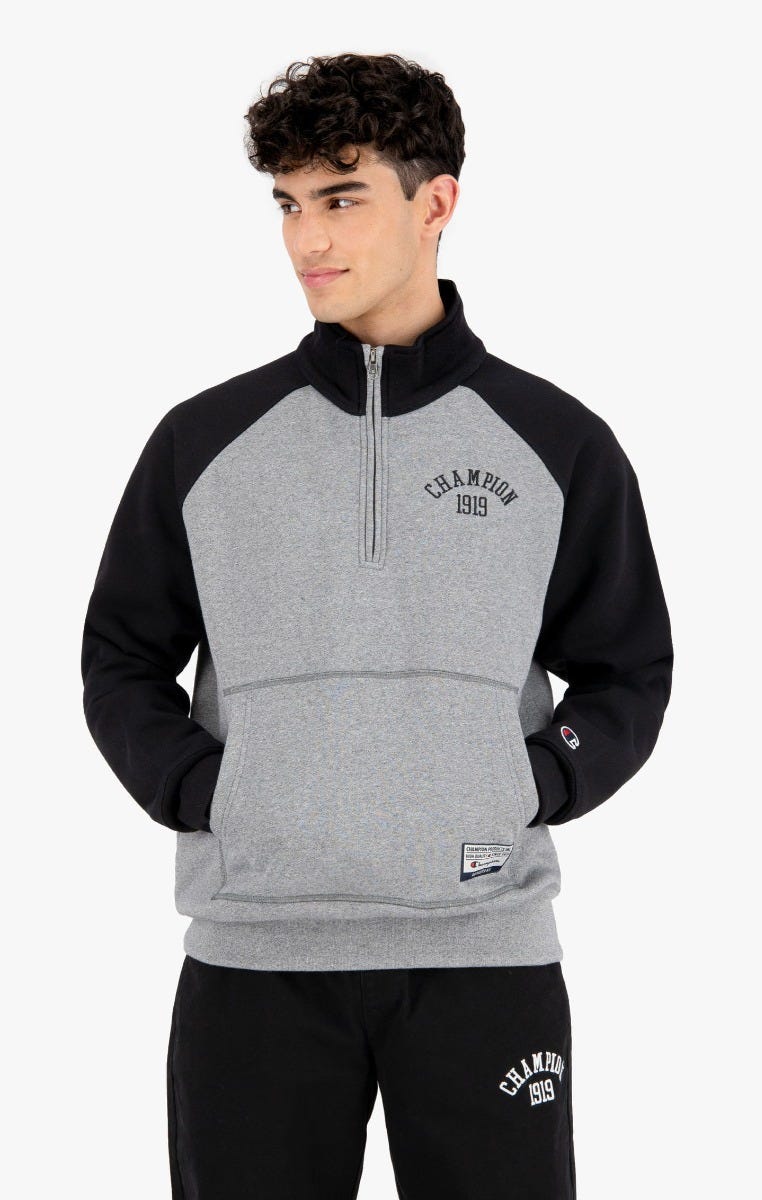 Sweatshirt semi-zippé Varsity en coton bio à logo
