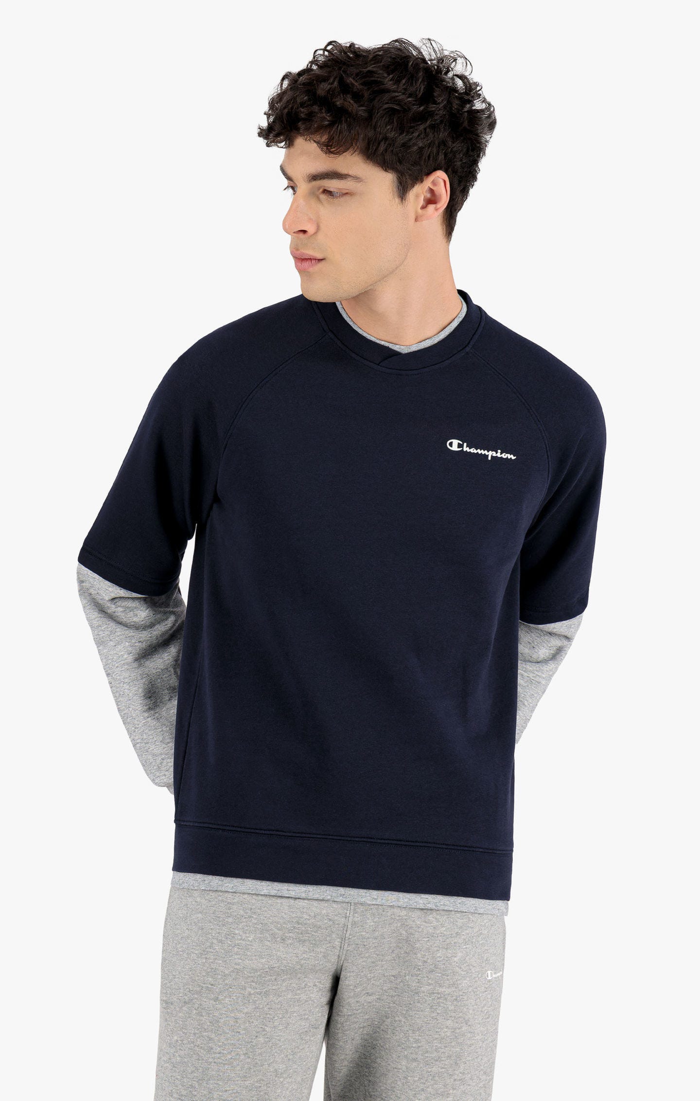 Contrast Layered Small Script Logo Sweatshirt