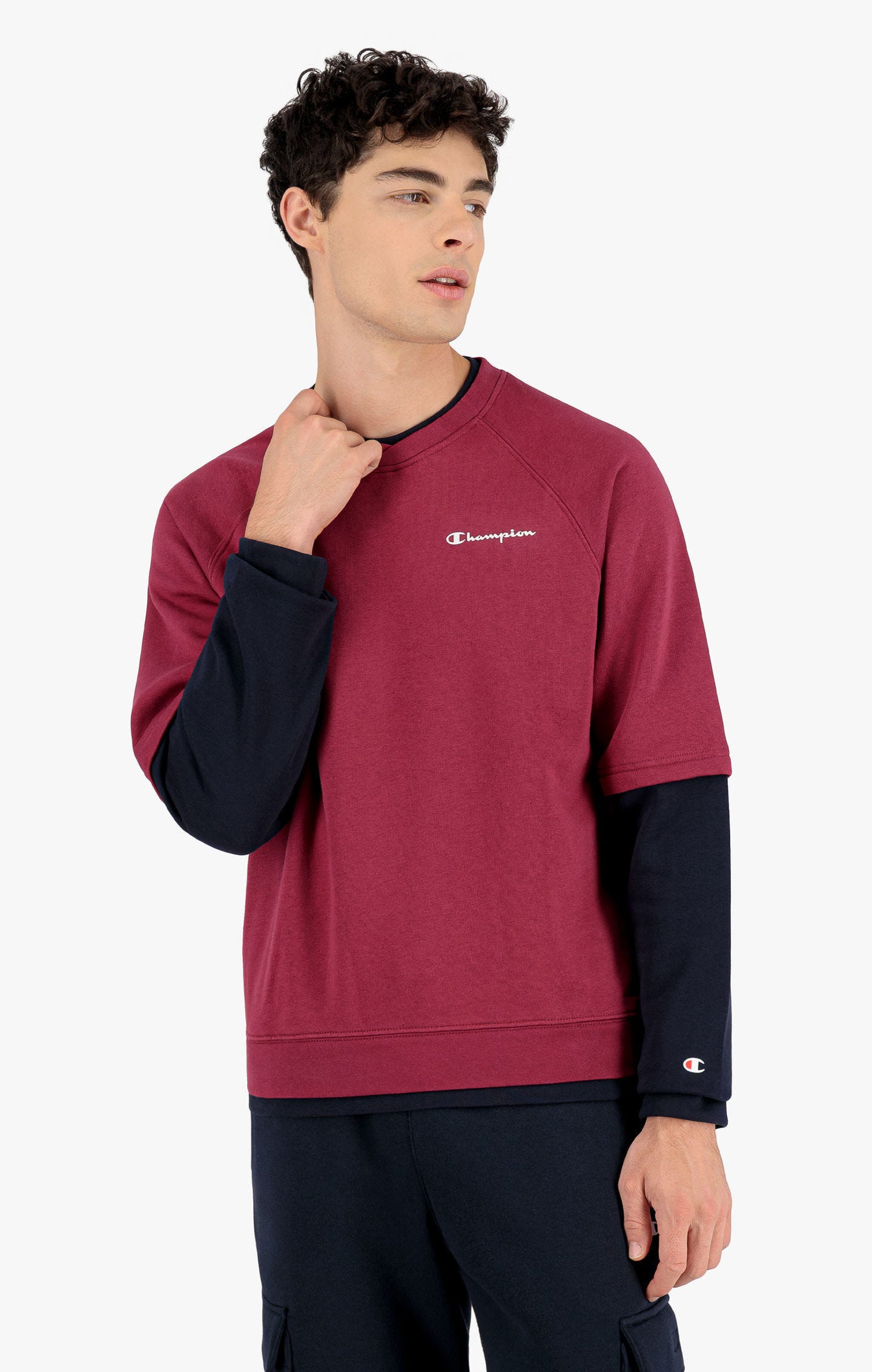 Sweatshirt à superpositions contrastées et petit logo
