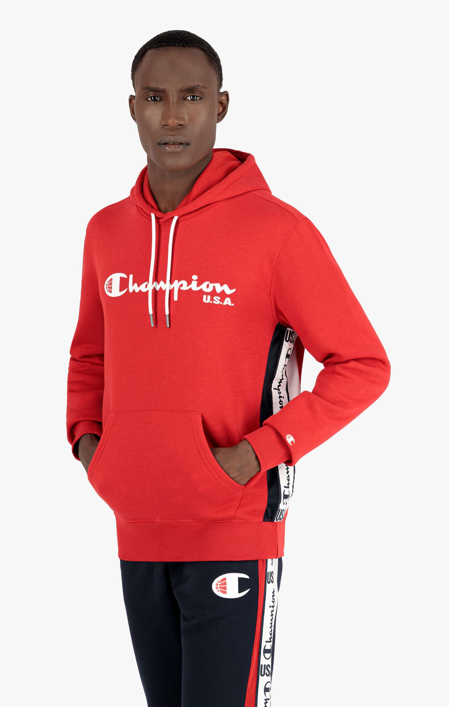 Sweatshirt à capuche et bandes logo Champion USA