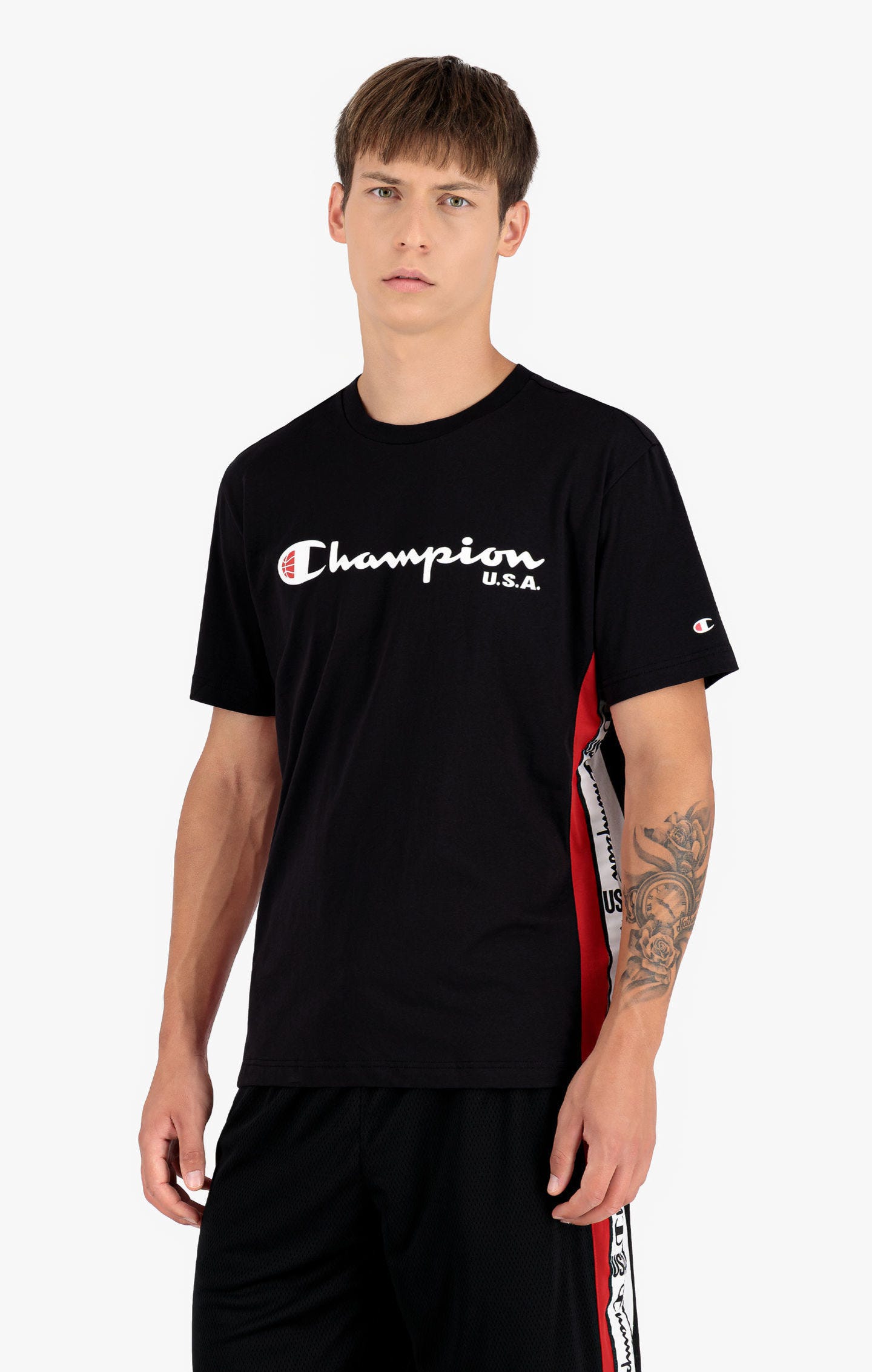 T-shirt à bandes logo Champion USA
