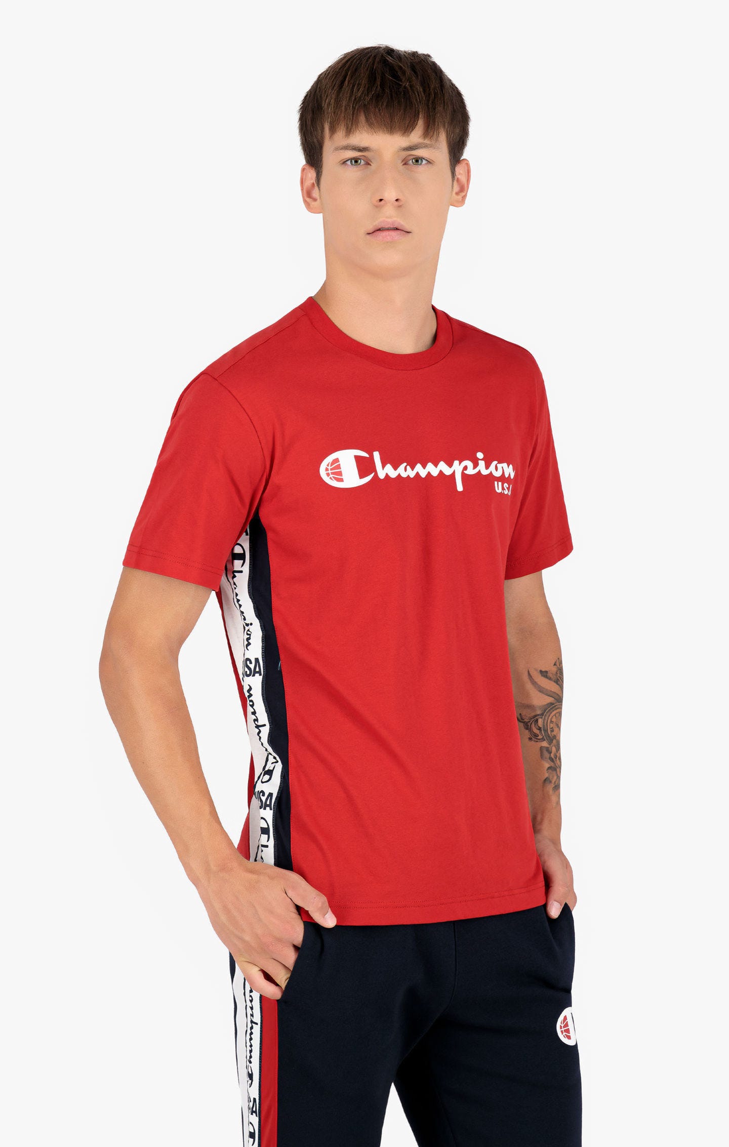 Champion USA Script Logo Tape T-Shirt