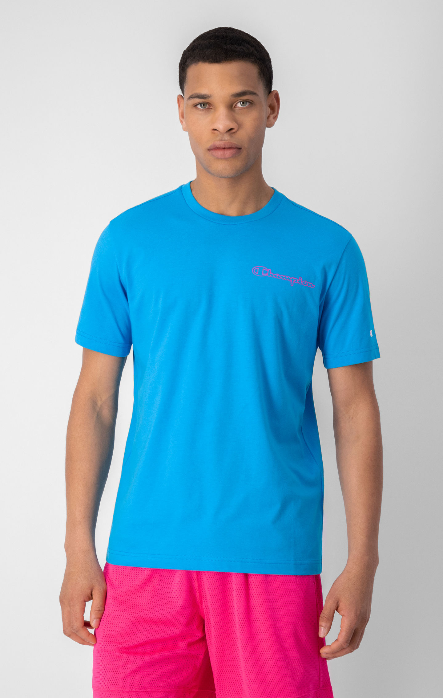 Malibu Blue Neon Logo Cotton T-Shirt