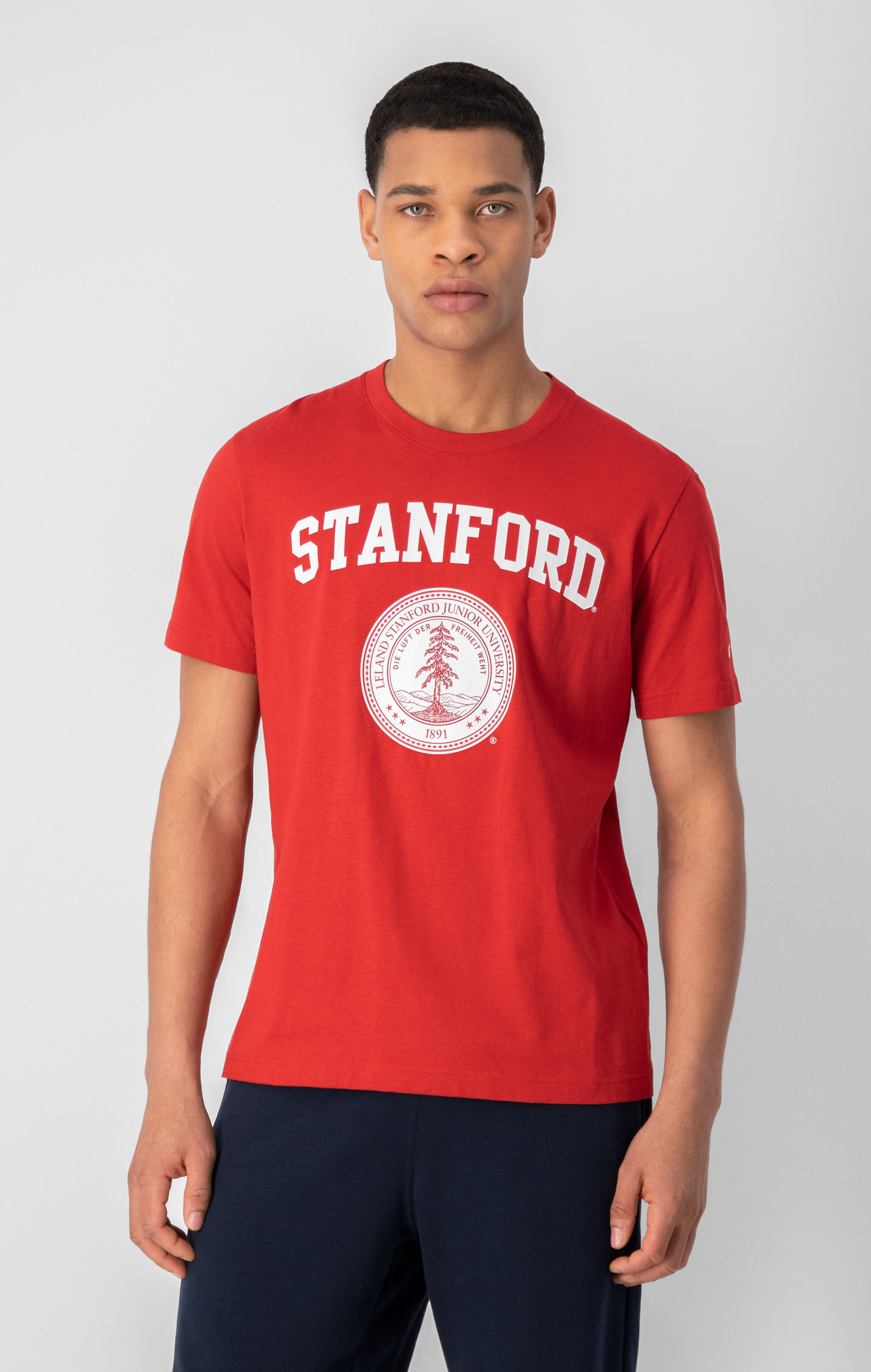 Champion Rouge Haute T-shirt en coton à logo universitaire