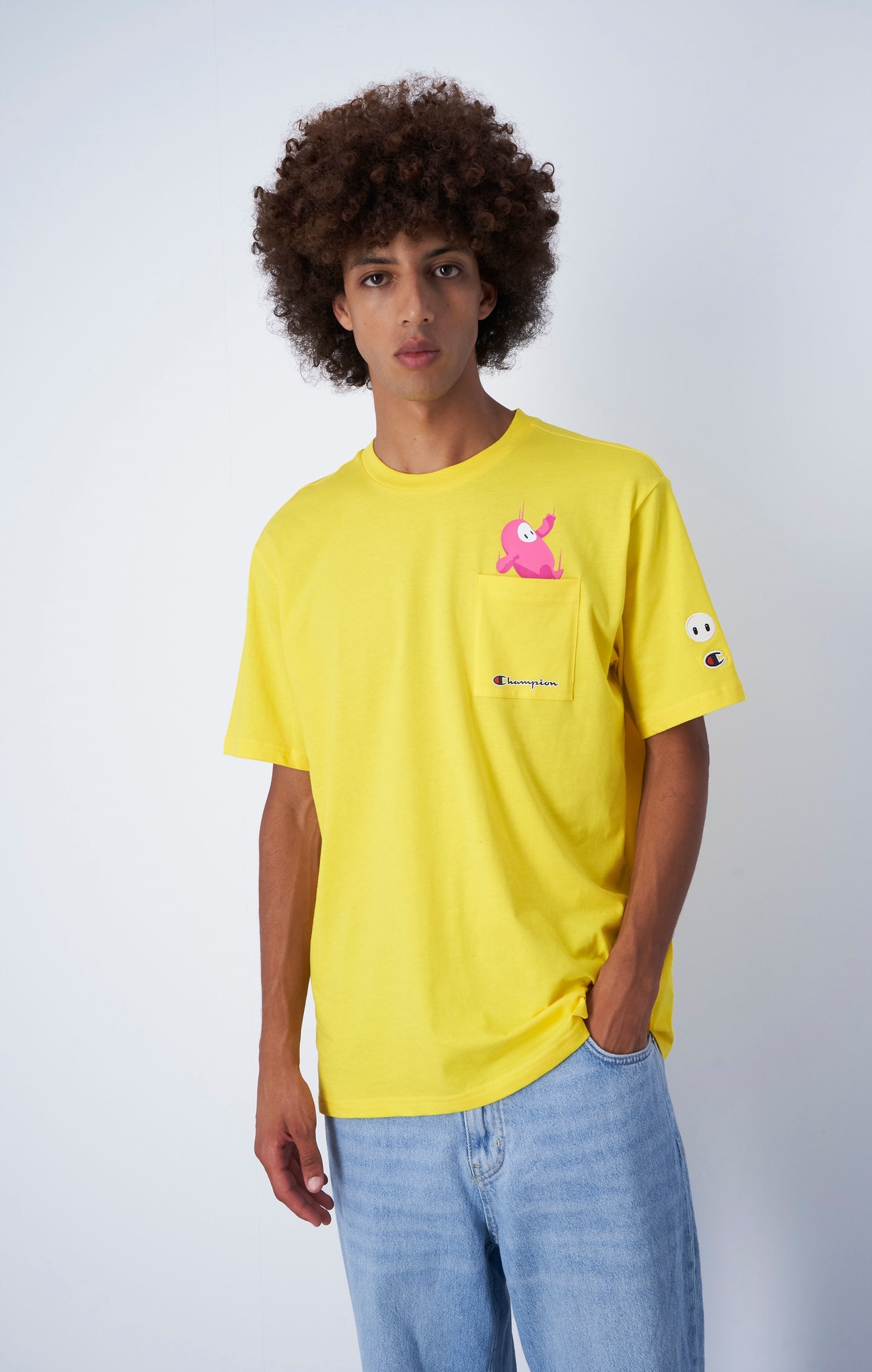Yellow Champion x Fall Guys Pocket T-Shirt