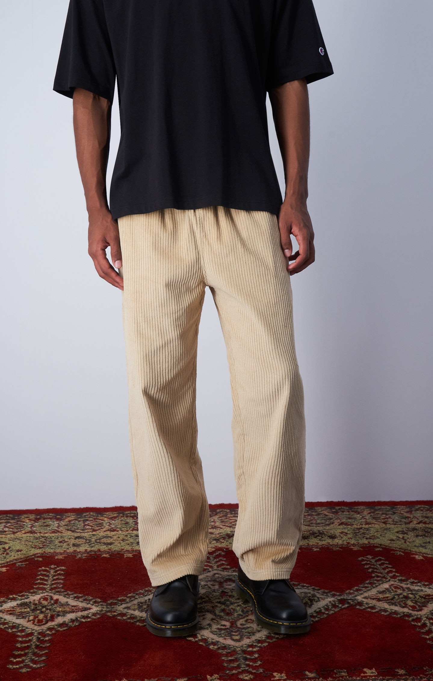 Beige Pantaloni In Velluto Con Coulisse