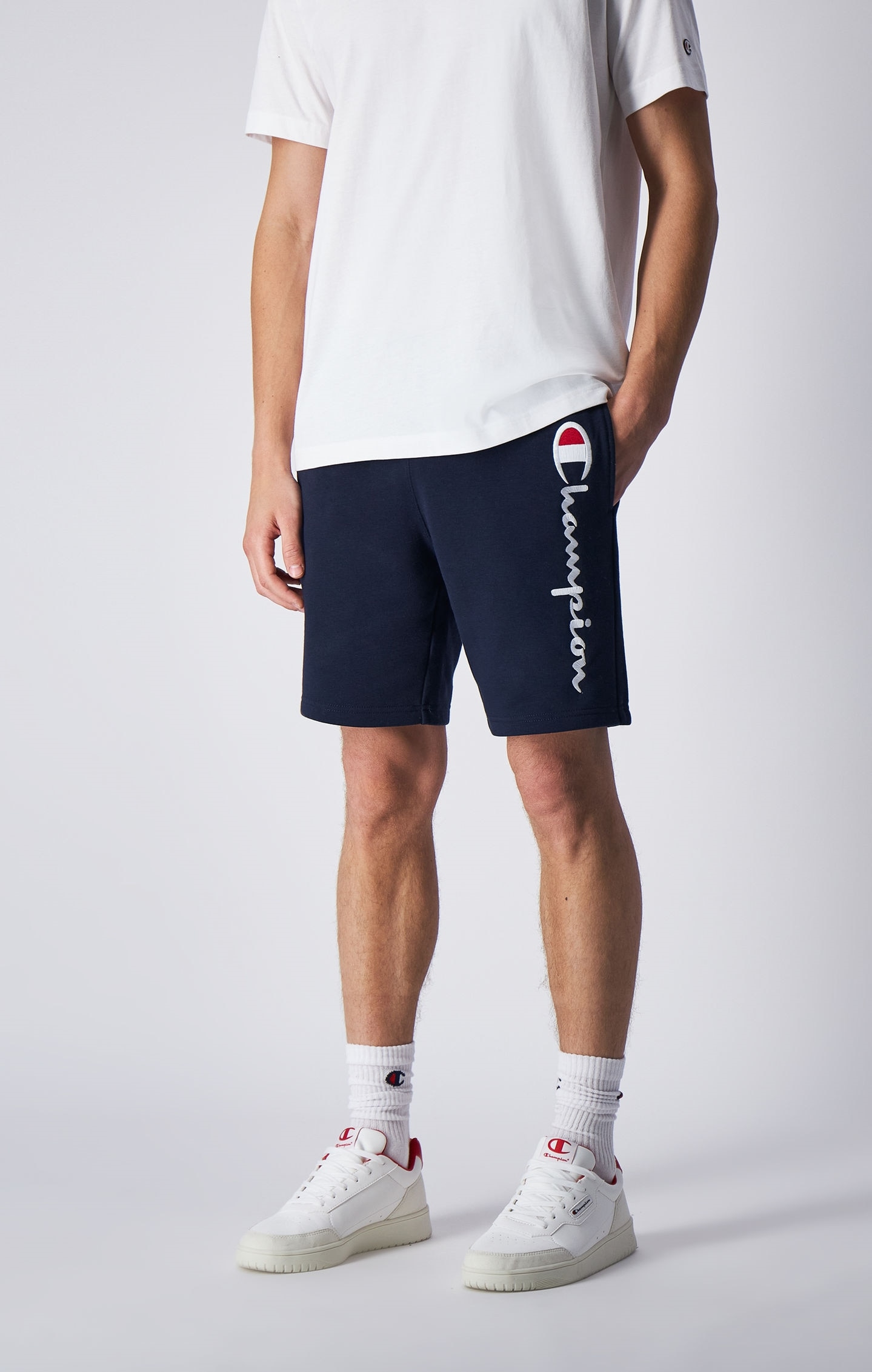 Champion Shorts Con Logo E Interno Felpato