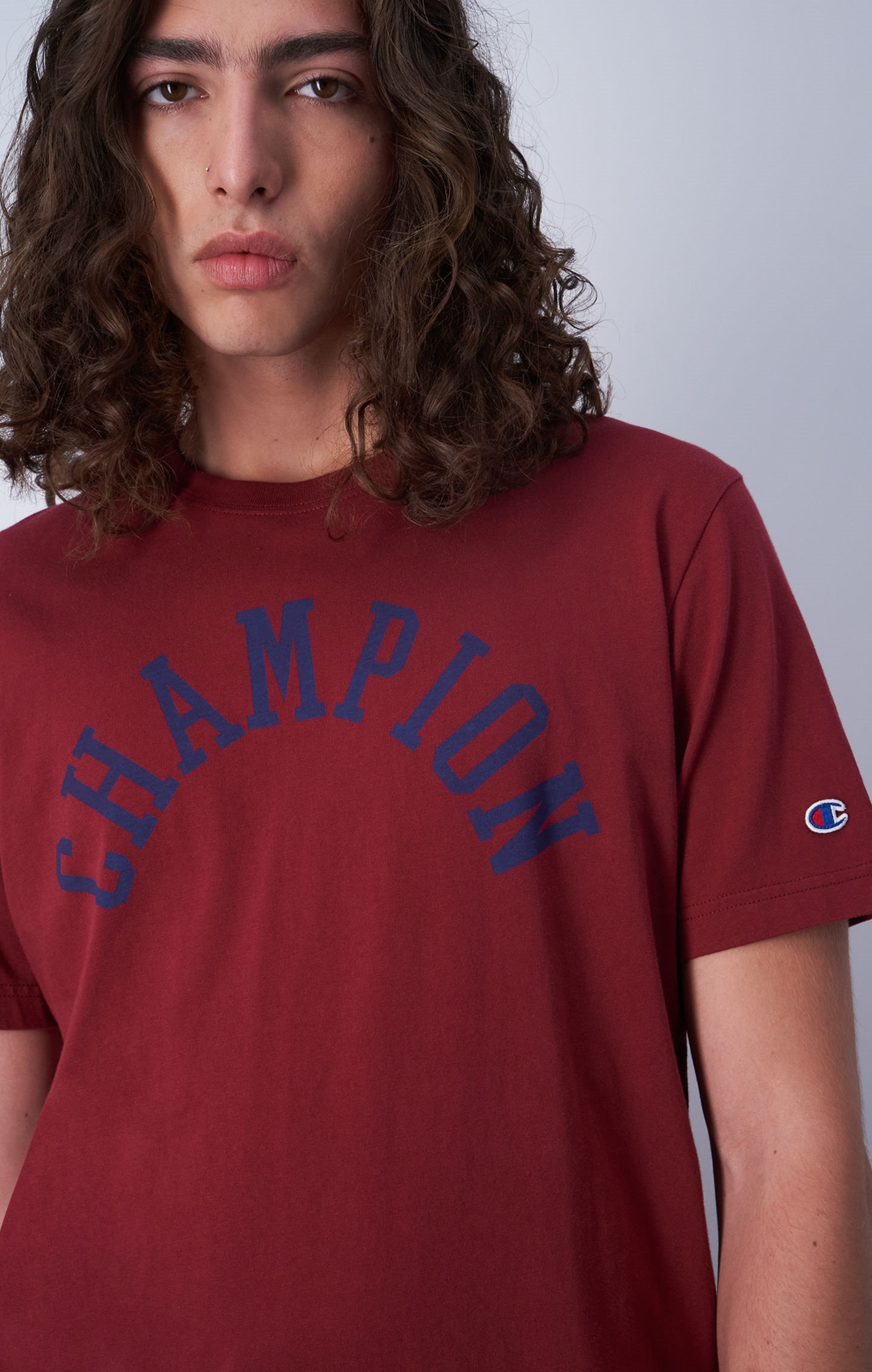 Champion Bordeaux T-shirt à logo lettrage vintage