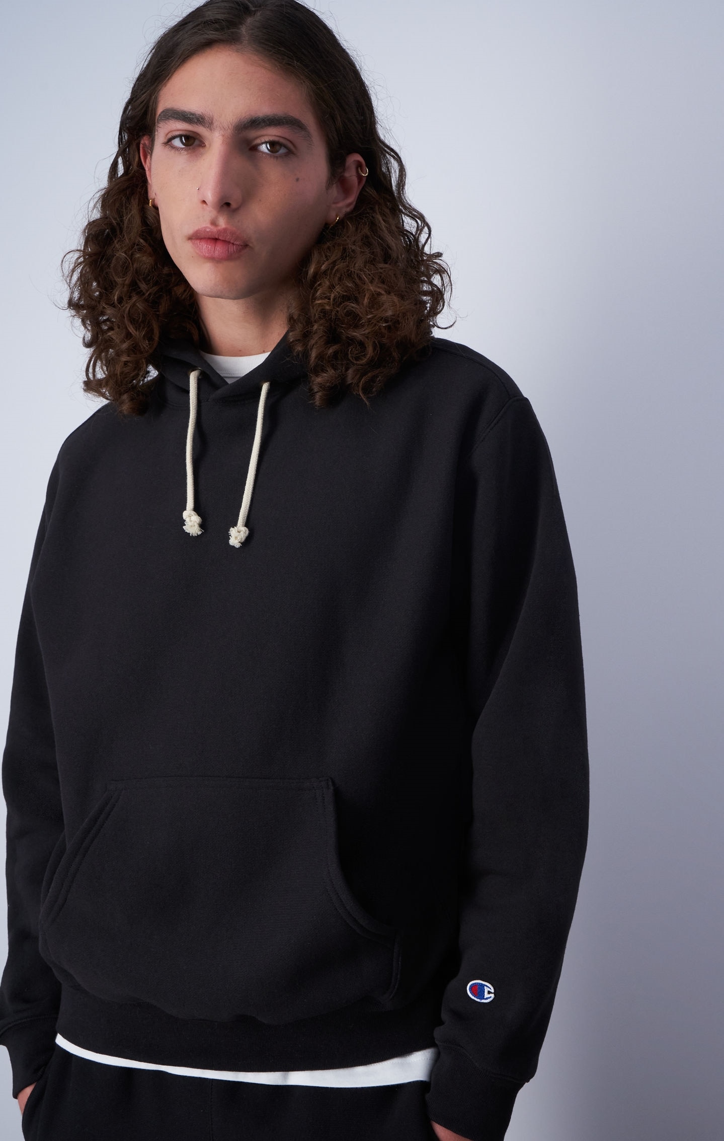 Noir Sweatshirt à capuche minimaliste Reverse Weave
