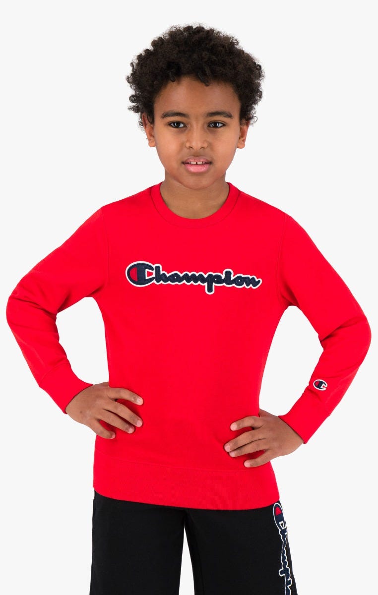 Sweatshirt en coton bouclé à logo Champion en satin - Garçons