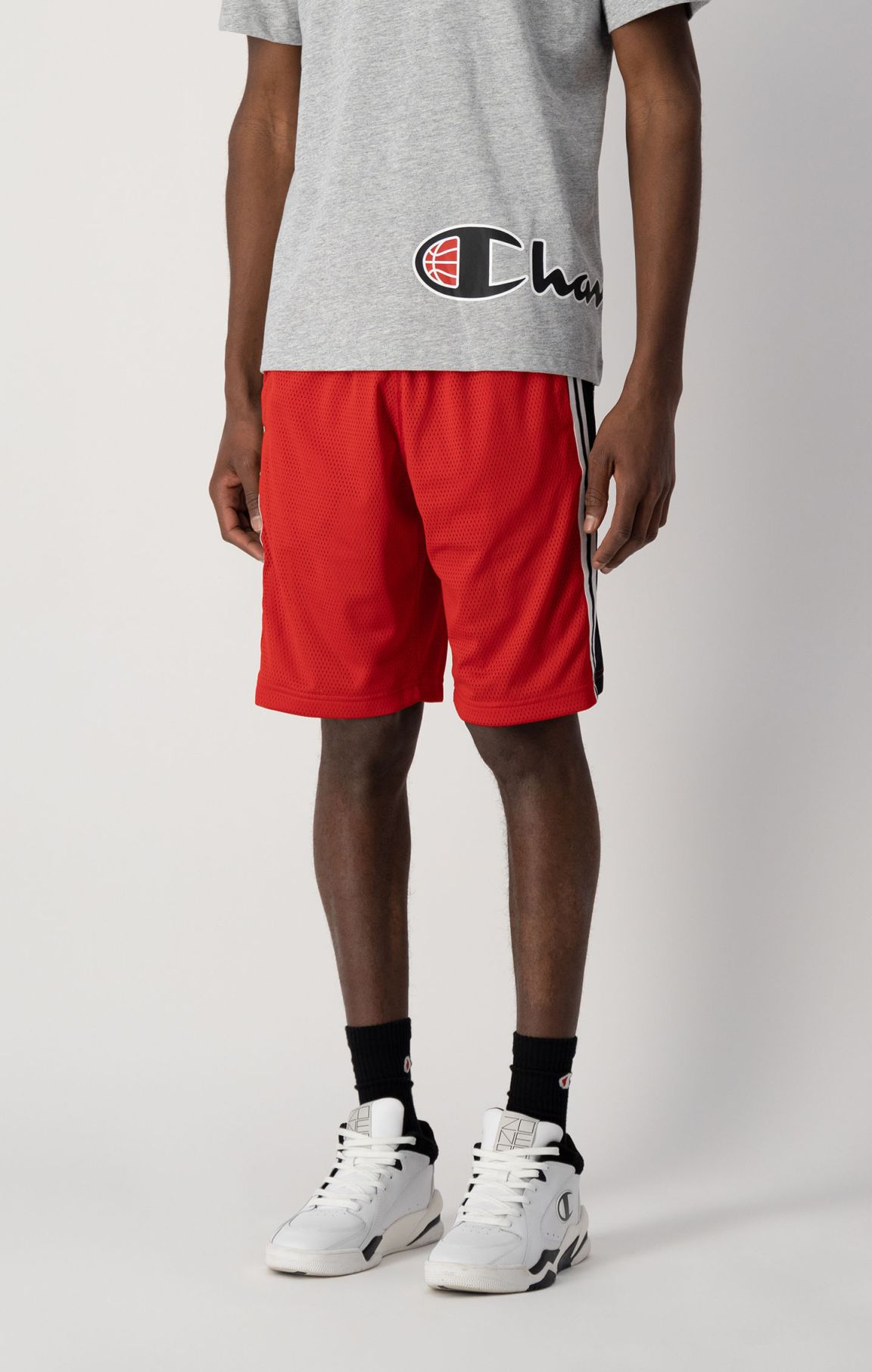 Red Basketball Side Detail Mesh Shorts