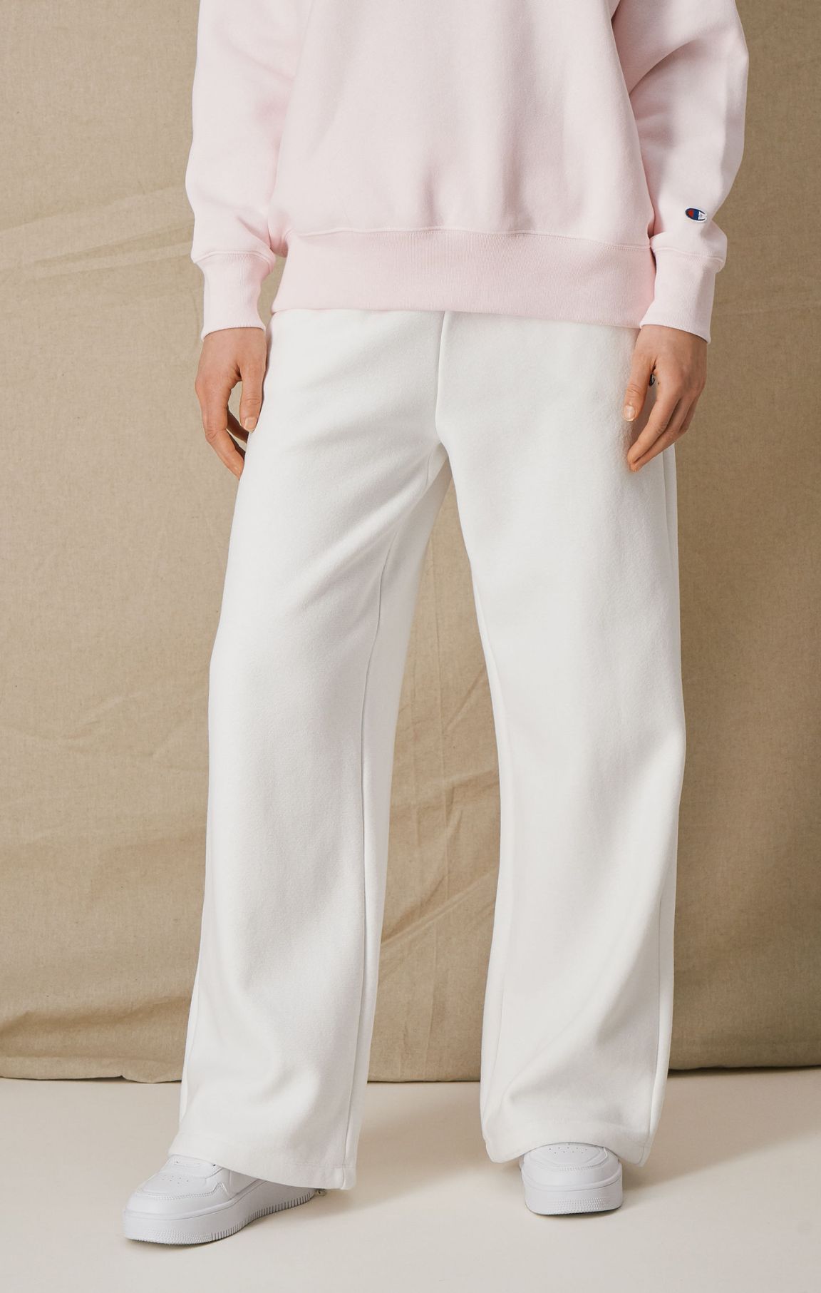 White Minimal Reverse Weave Pants