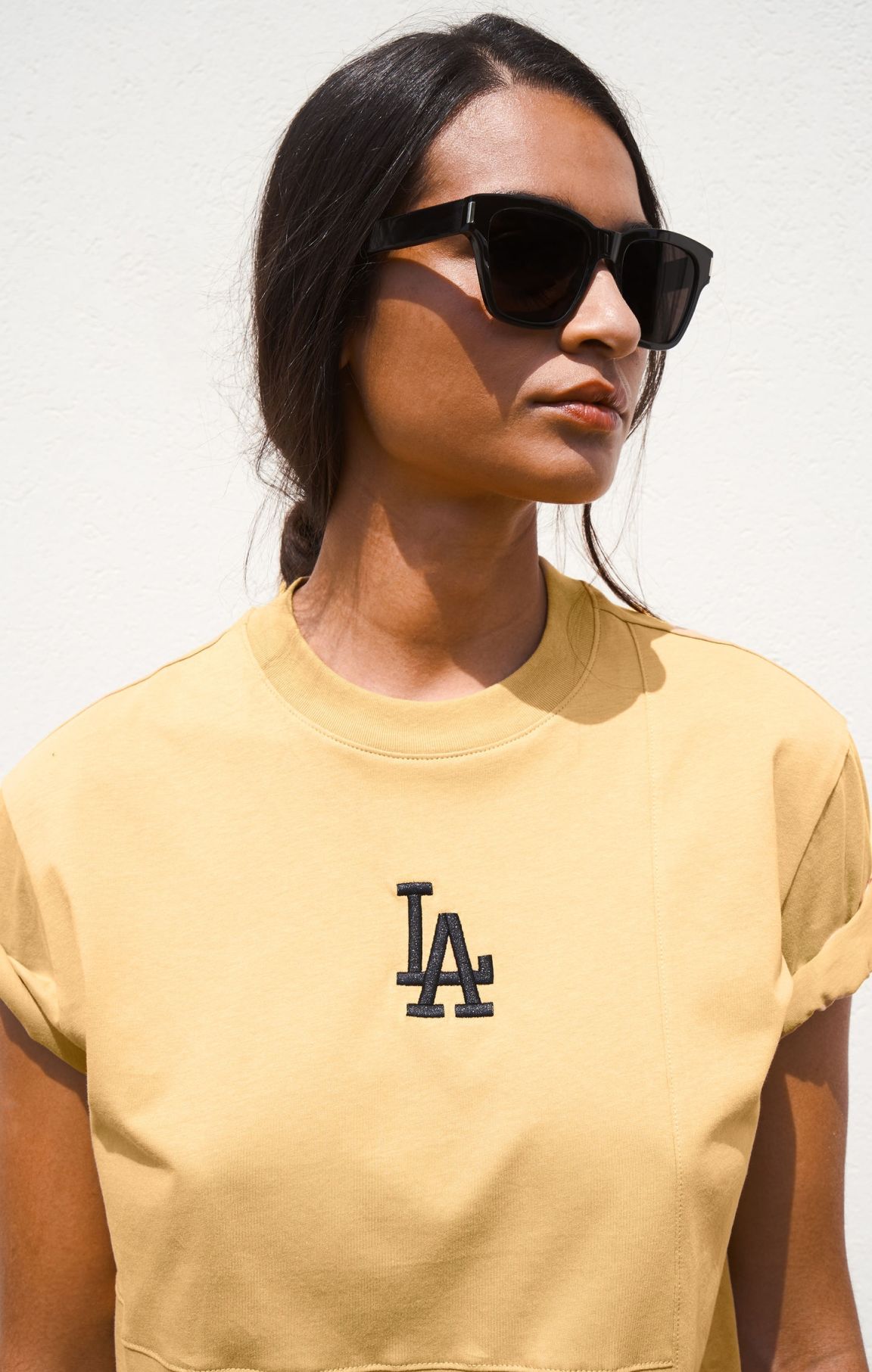 Beige MLB Irregular Cotton T-Shirt
