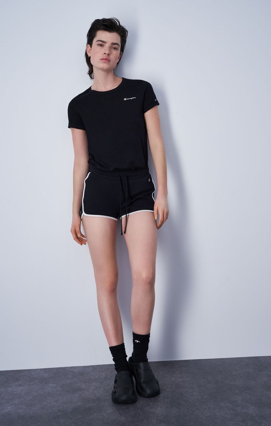 Shorts in Cotone con Profili a Contrasto