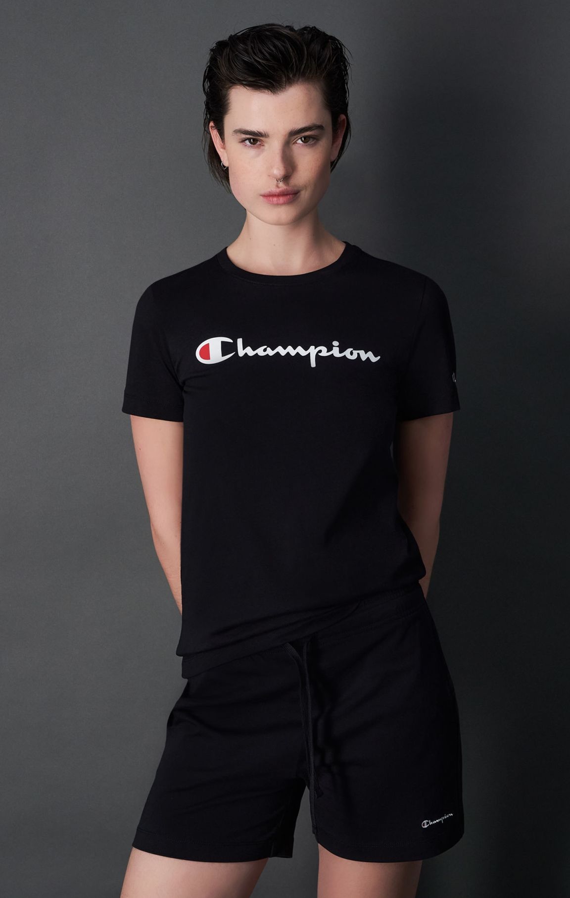 T-Shirt Girocollo Con Logo Champion Grande
