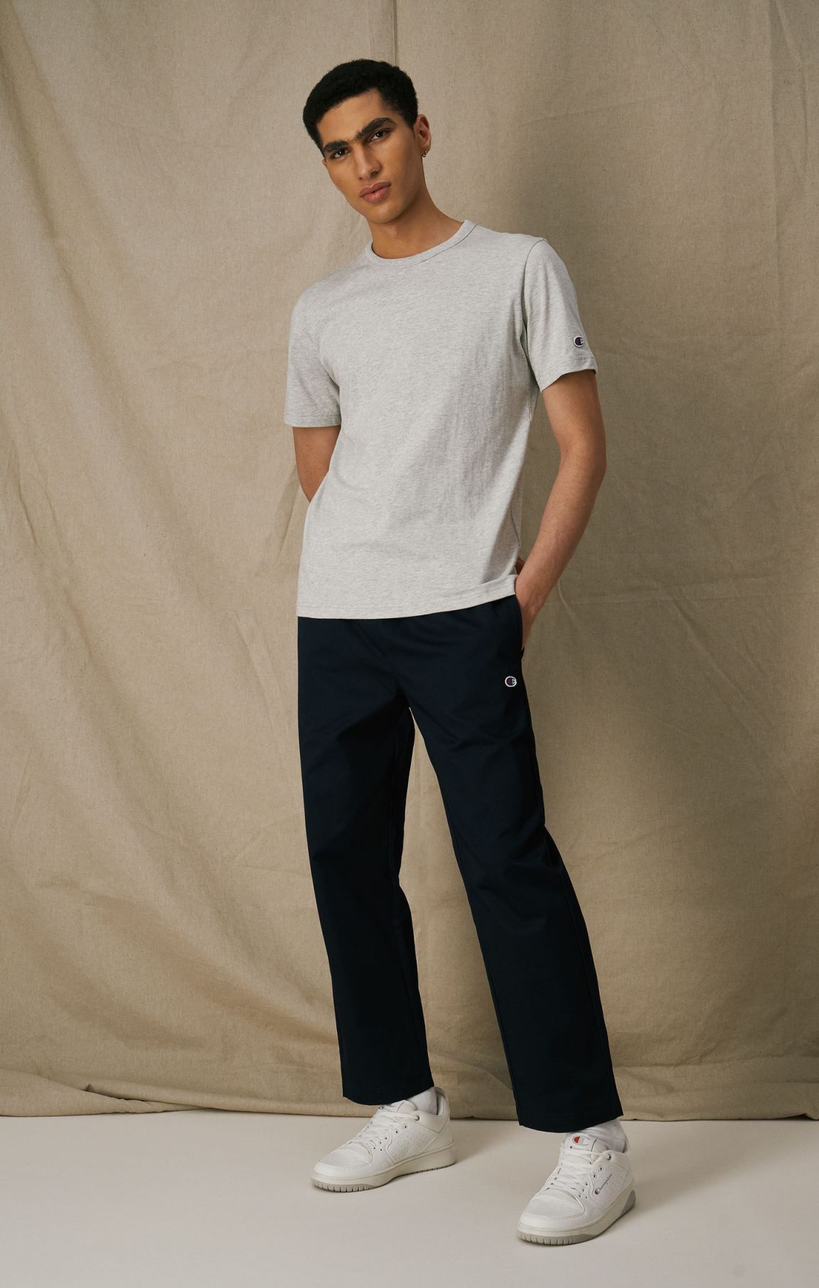 Dark Blue Straight Leg Cropped Woven Trousers