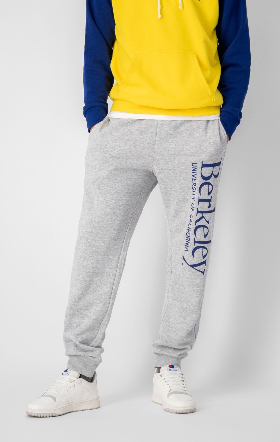 Light Grey Pantalón deportivo de felpa con logotipo college