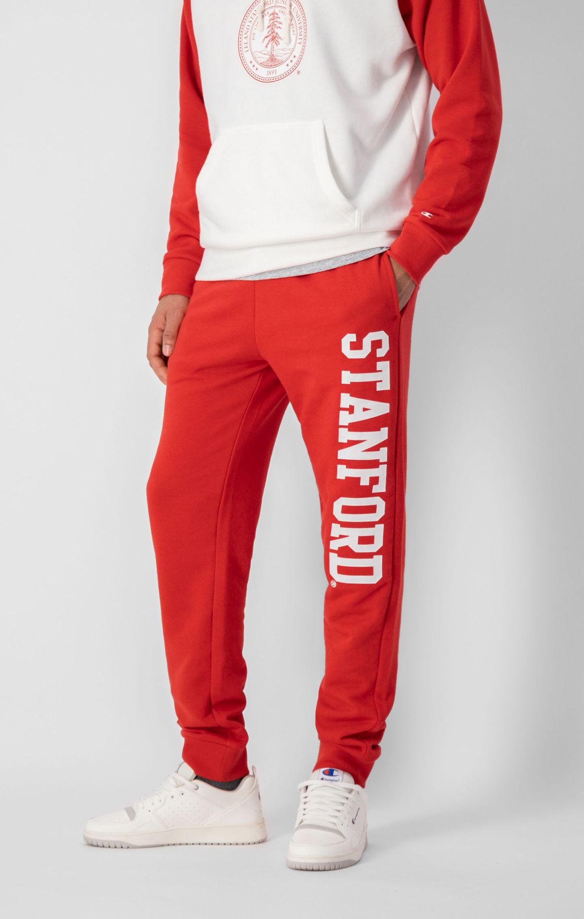 Rouge Haute Pantalon de jogging épais à logo universitaire