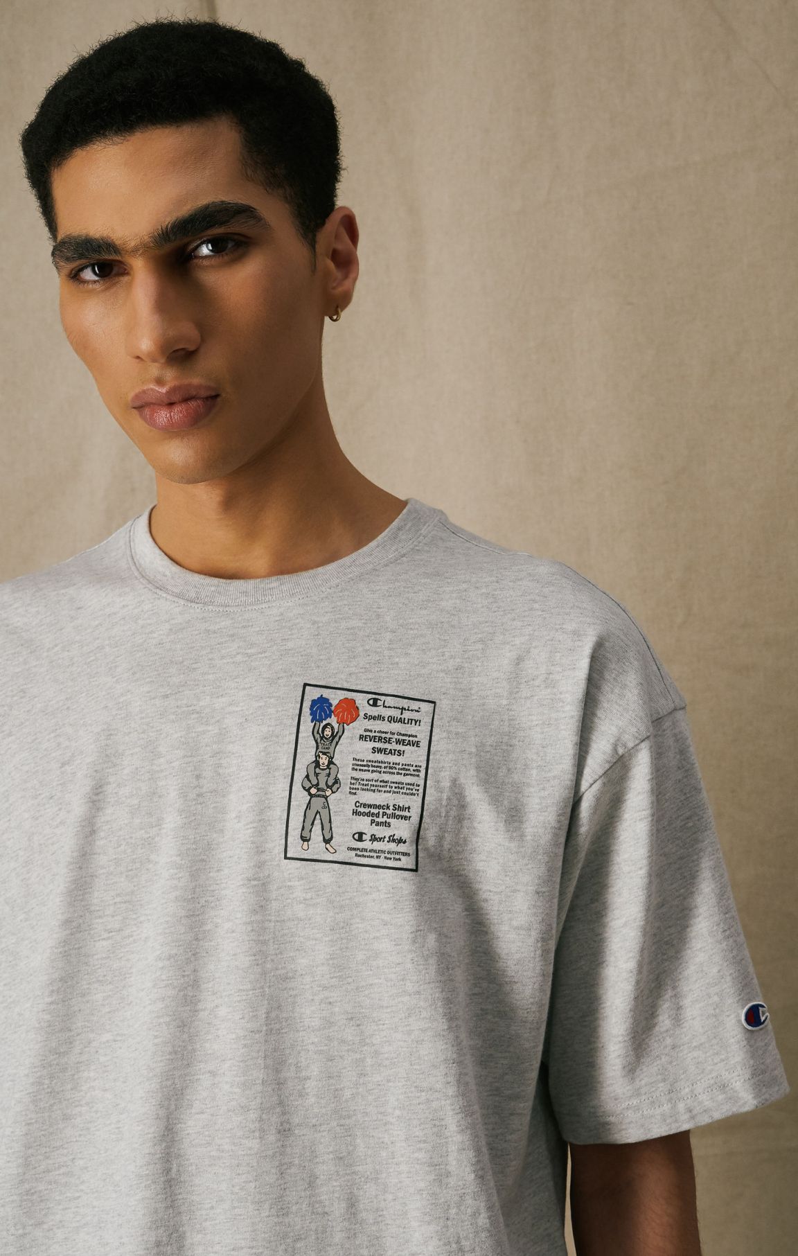 Light Grey T-Shape Classic Print Cotton T-Shirt