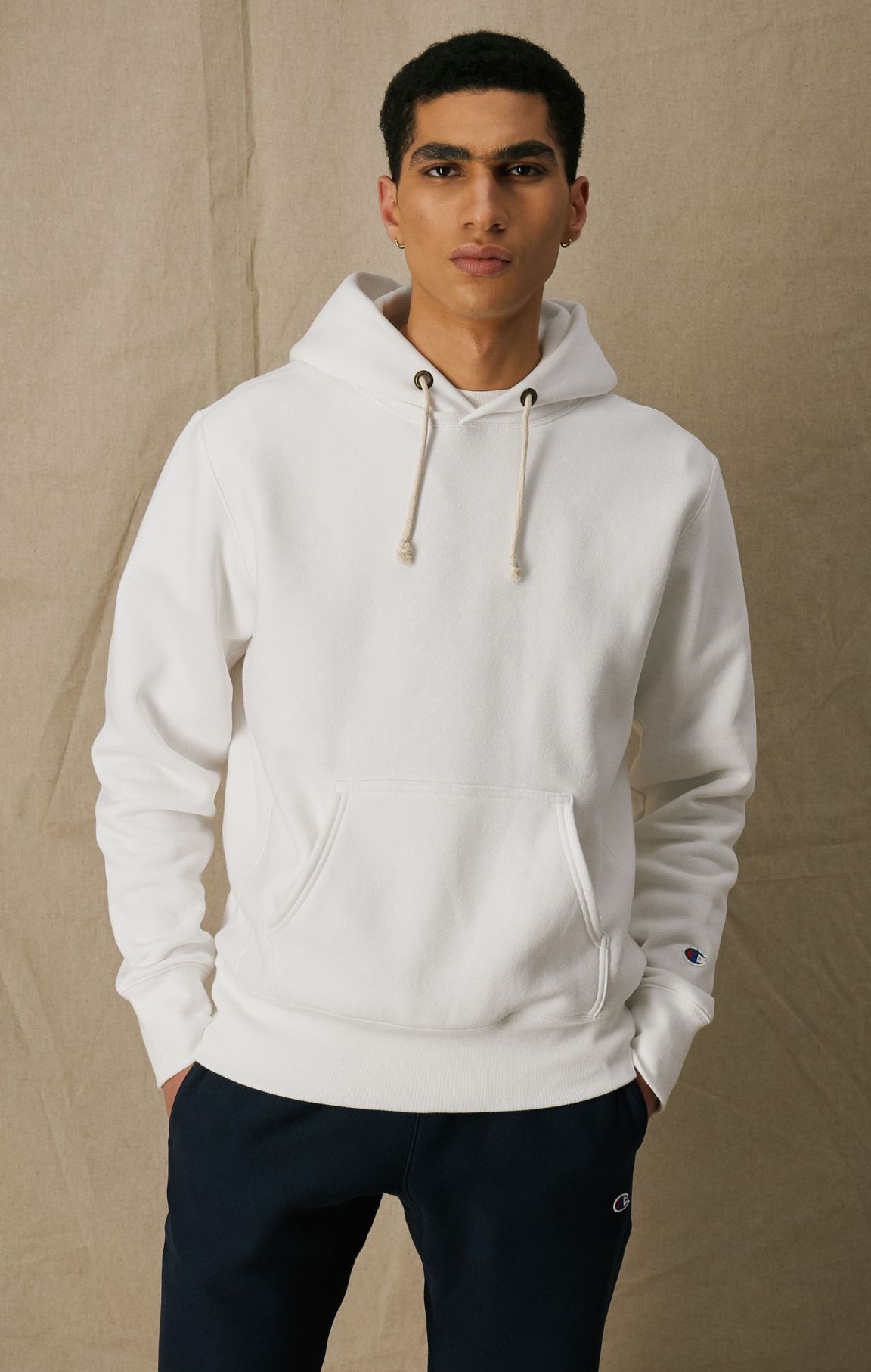 Blanc Sweatshirt à capuche Reverse Weave minimaliste