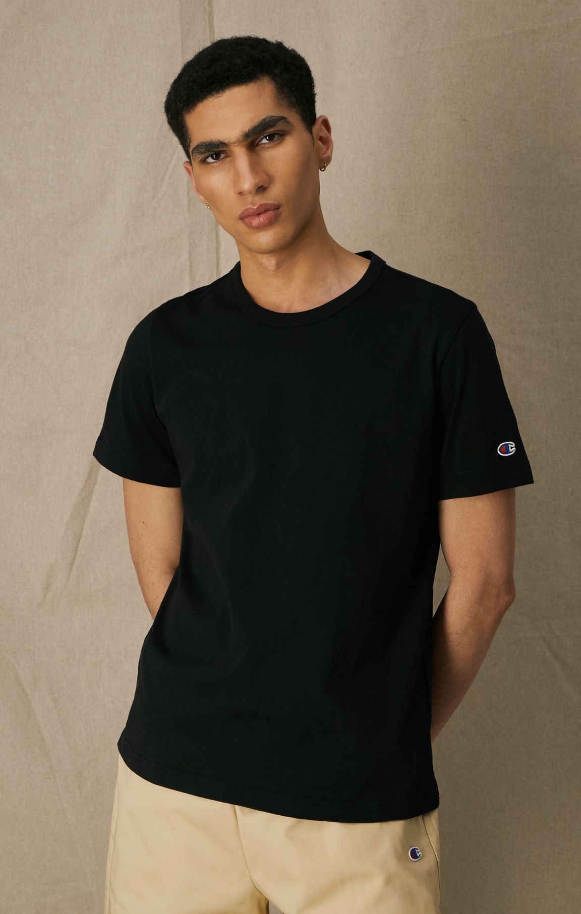 Noir T-shirt minimaliste en coton peigné