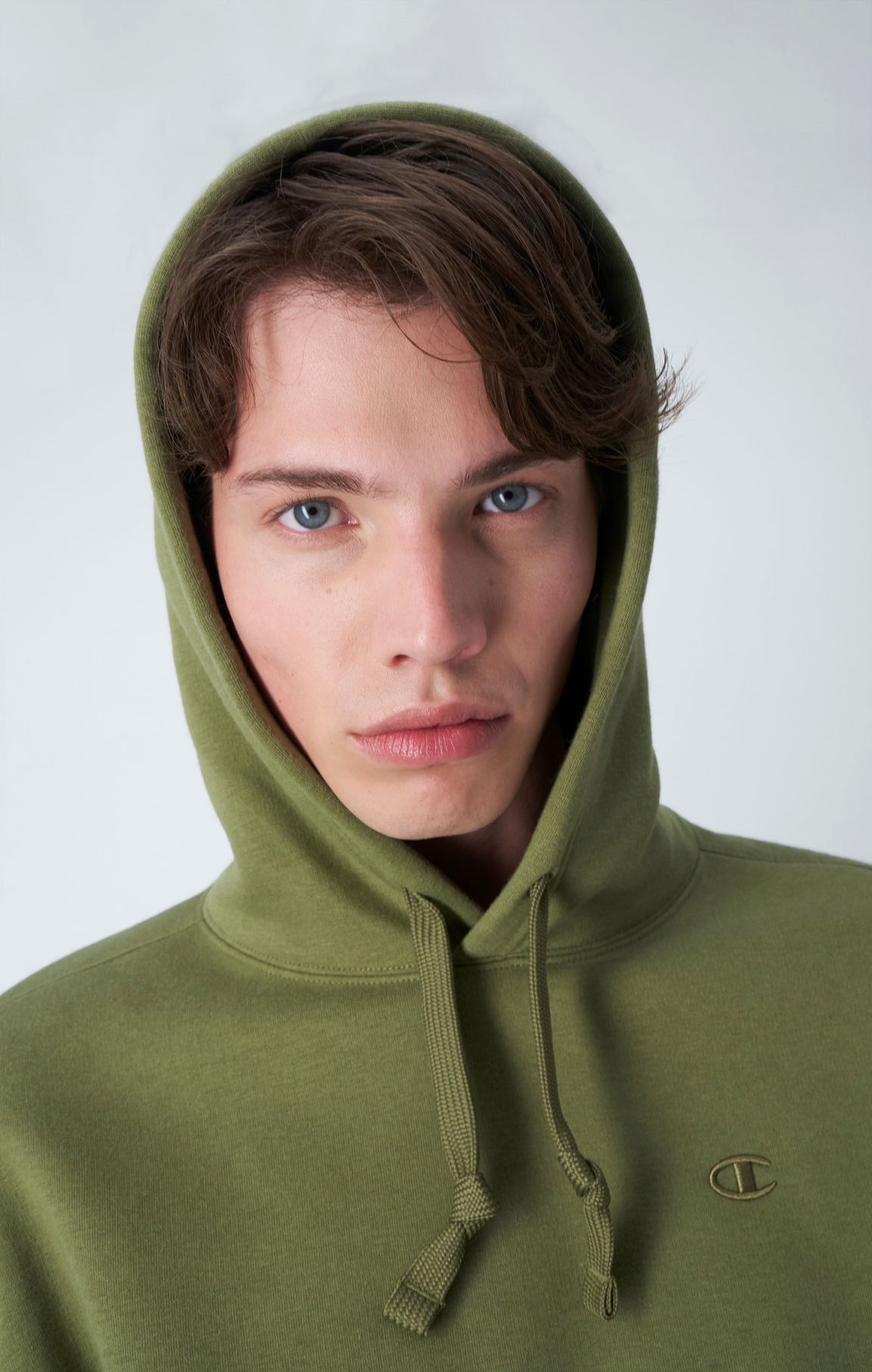 Vert Olive Sweatshirt à capuche et logo C ton sur ton