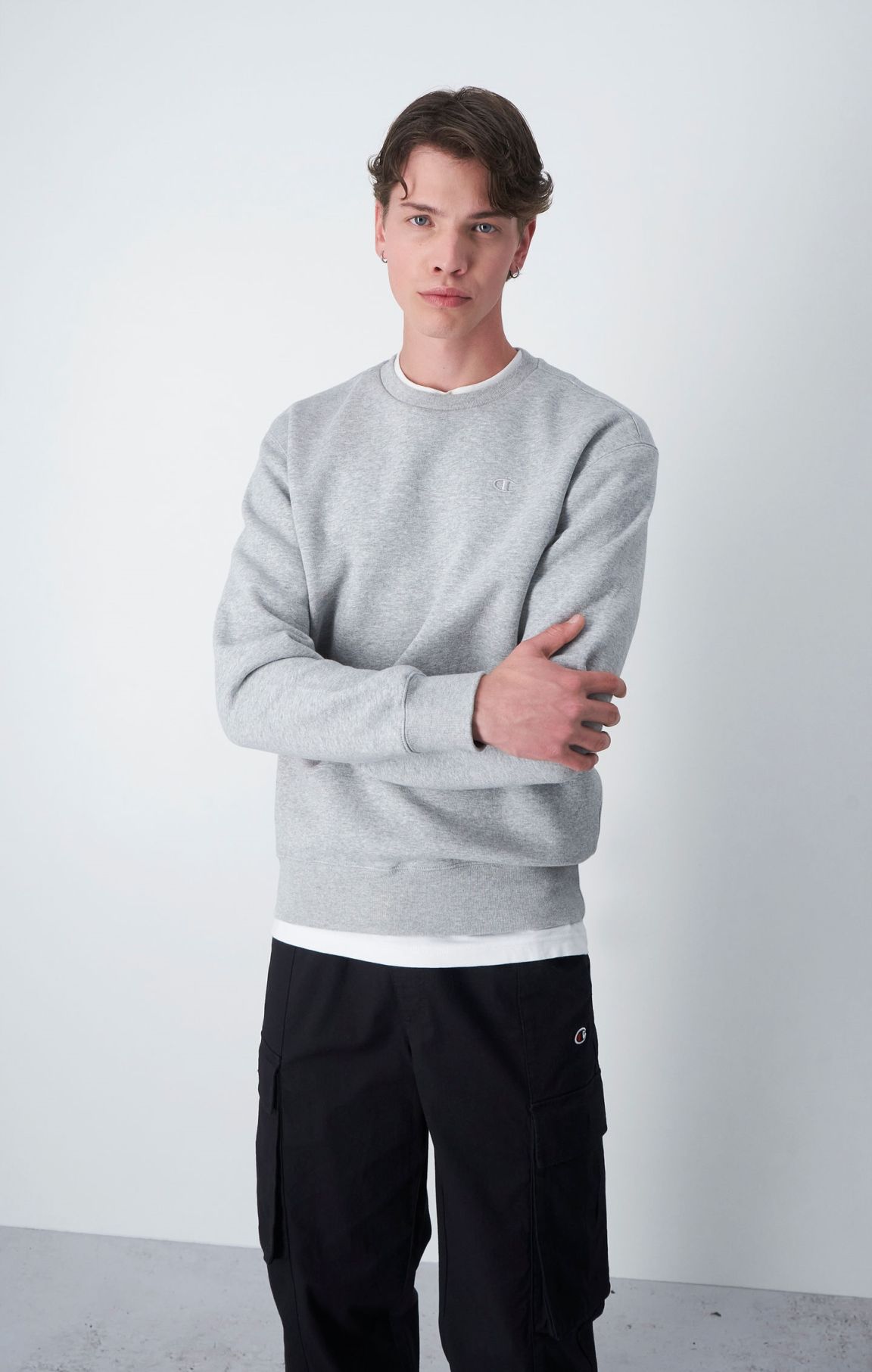 Light Grey Tonal Embroidery Fleece Sweatshirt