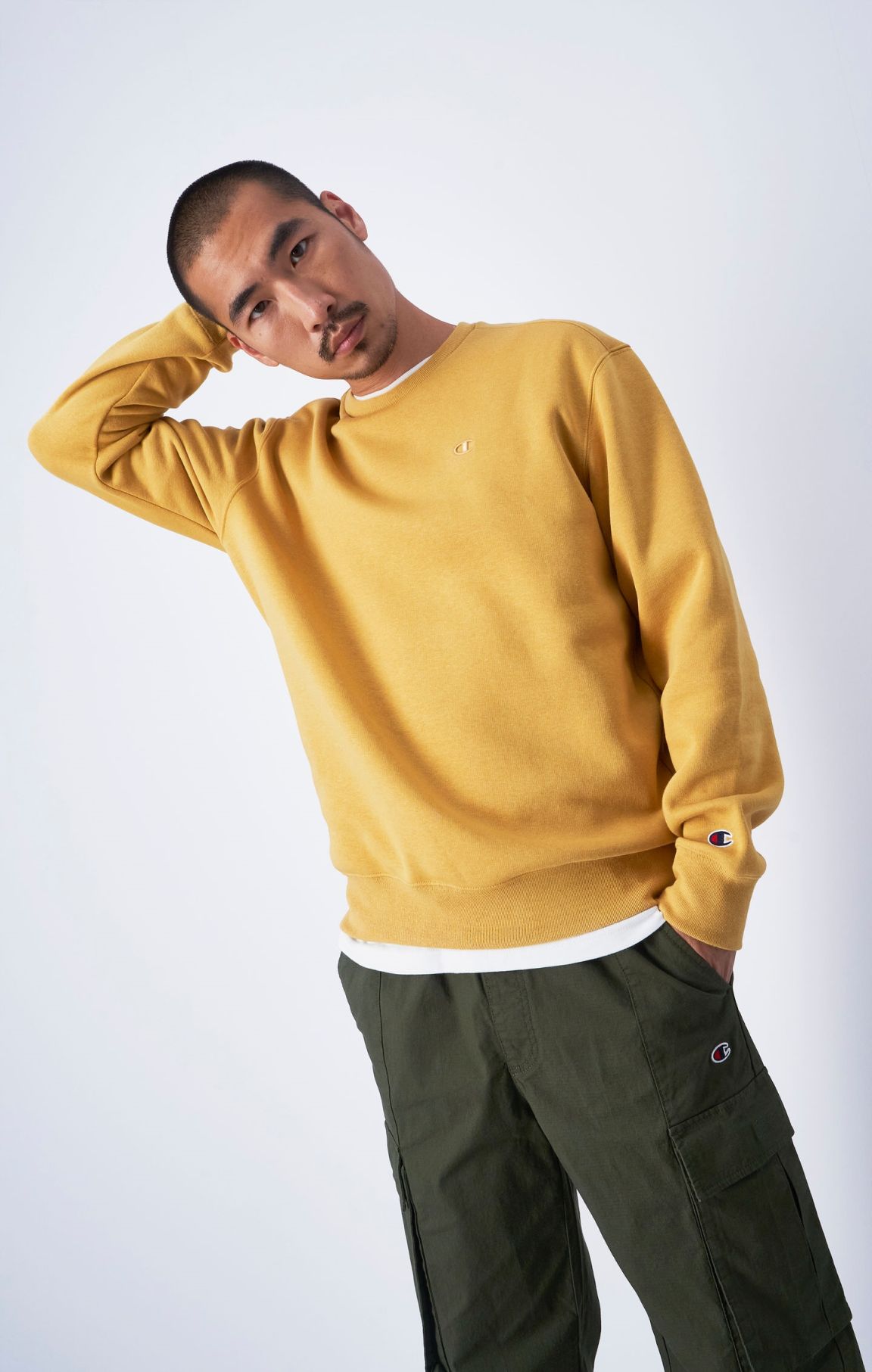 Gold Fleece-Sweatshirt mit Ton-in-Ton-Stickerei