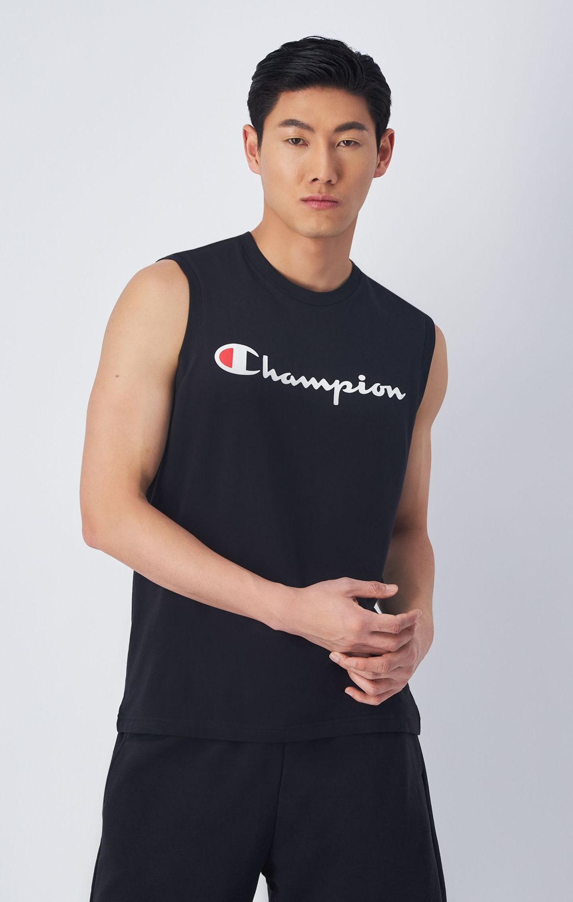 T-Shirt Smanicata con Maxi Logo Champion