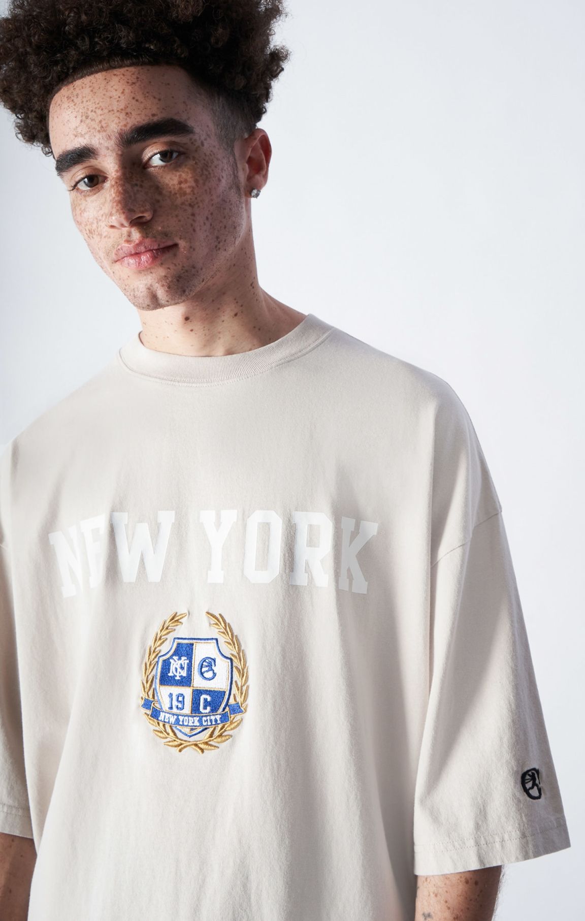 T-shirt Reverse Weave con Stampa NYC