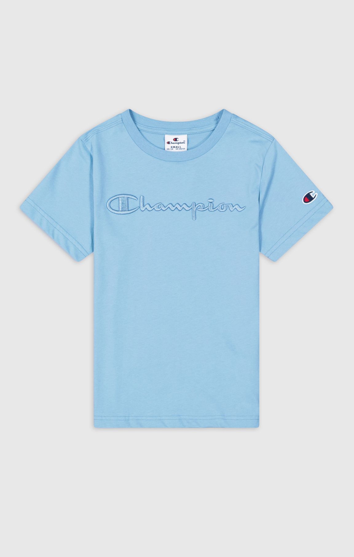 Hellblau Jungen-T-Shirt aus Baumwolle mit Stickerei