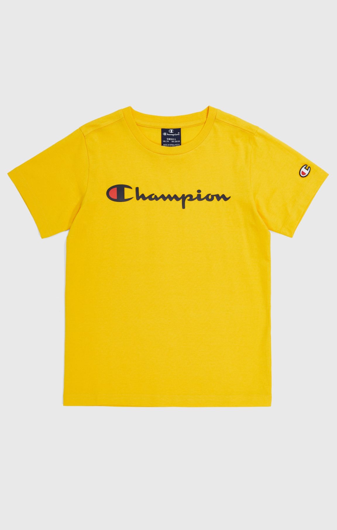 Buttercup Yellow Jungen-T-Shirt mit großem Logo-Schriftzug