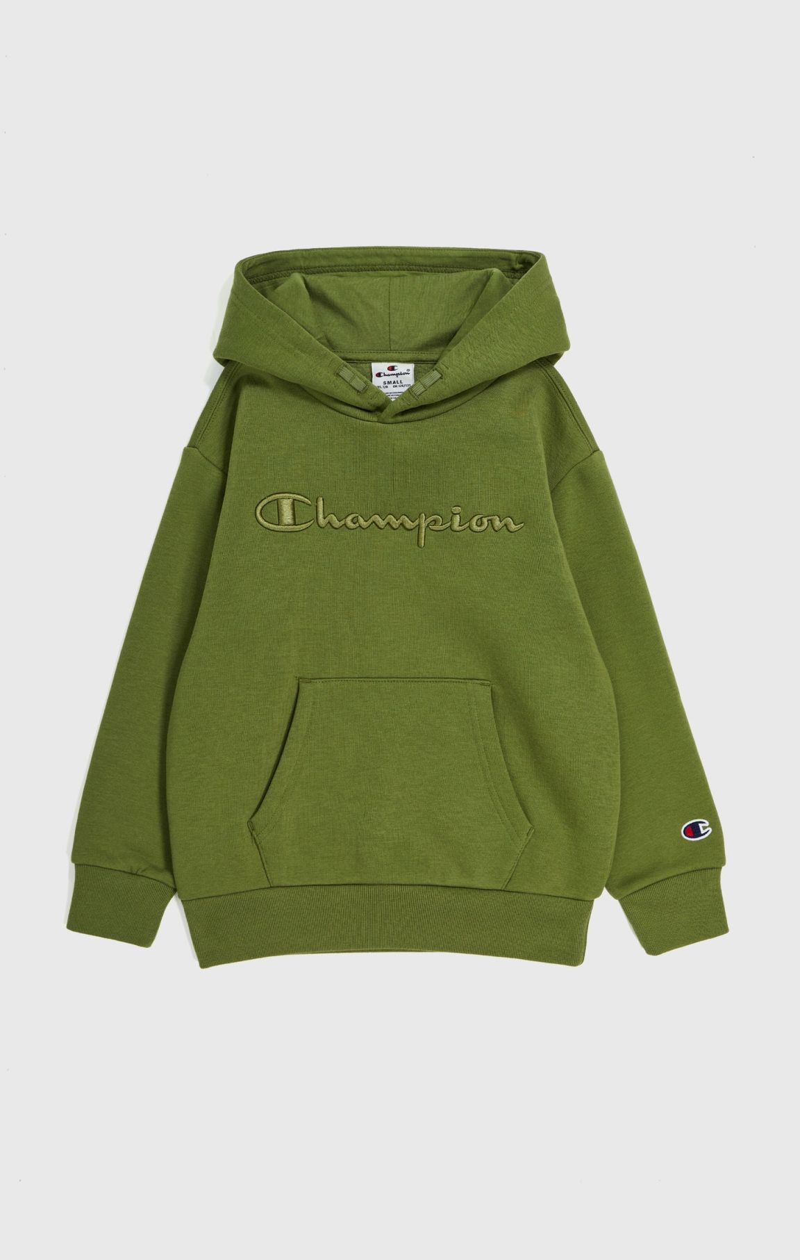Olive Green Boys Tonal Embroidery Hoodie