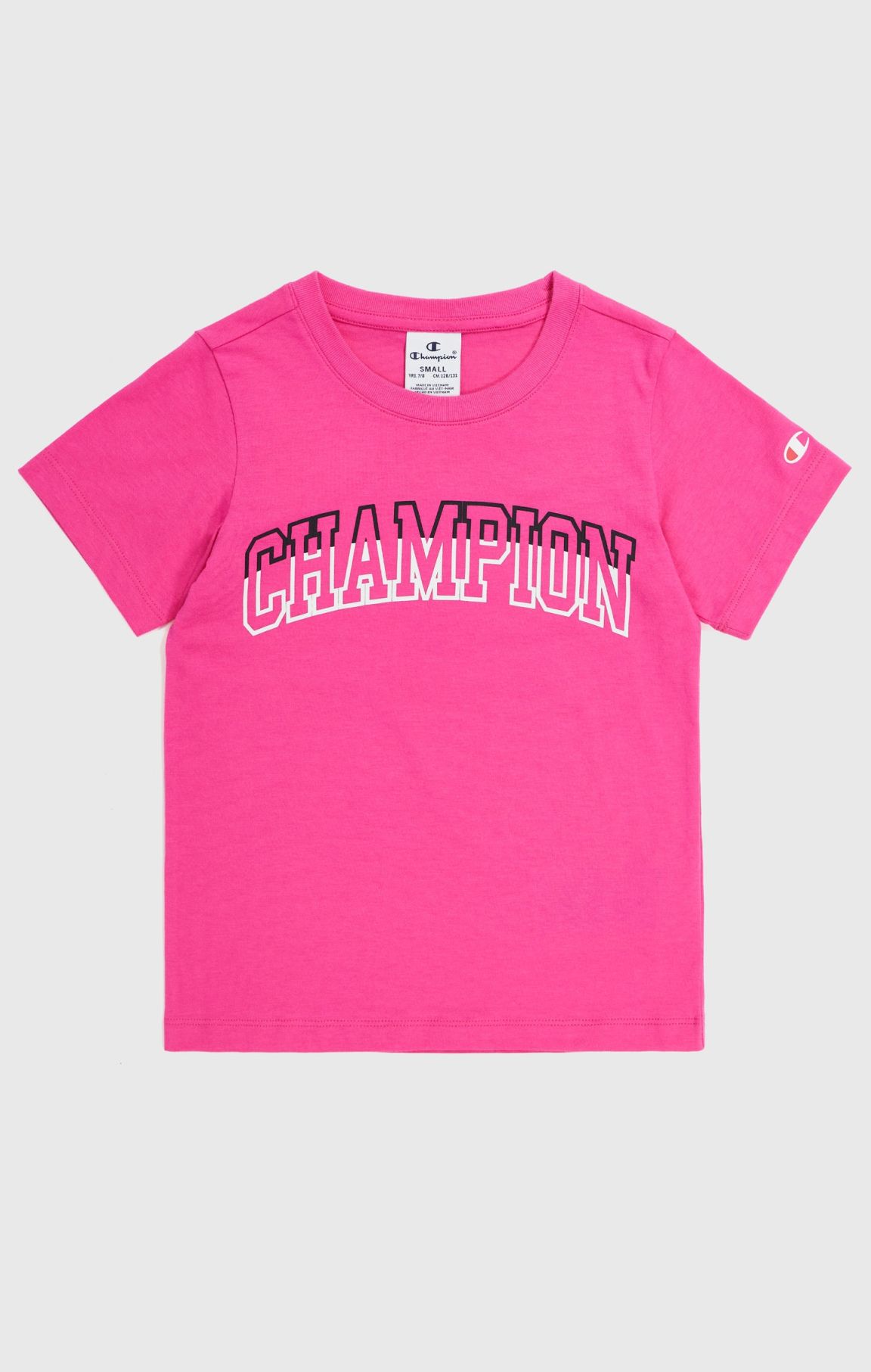 Fuchsia Mädchen-T-Shirt aus Baumwolle mit Logo im College-Stil