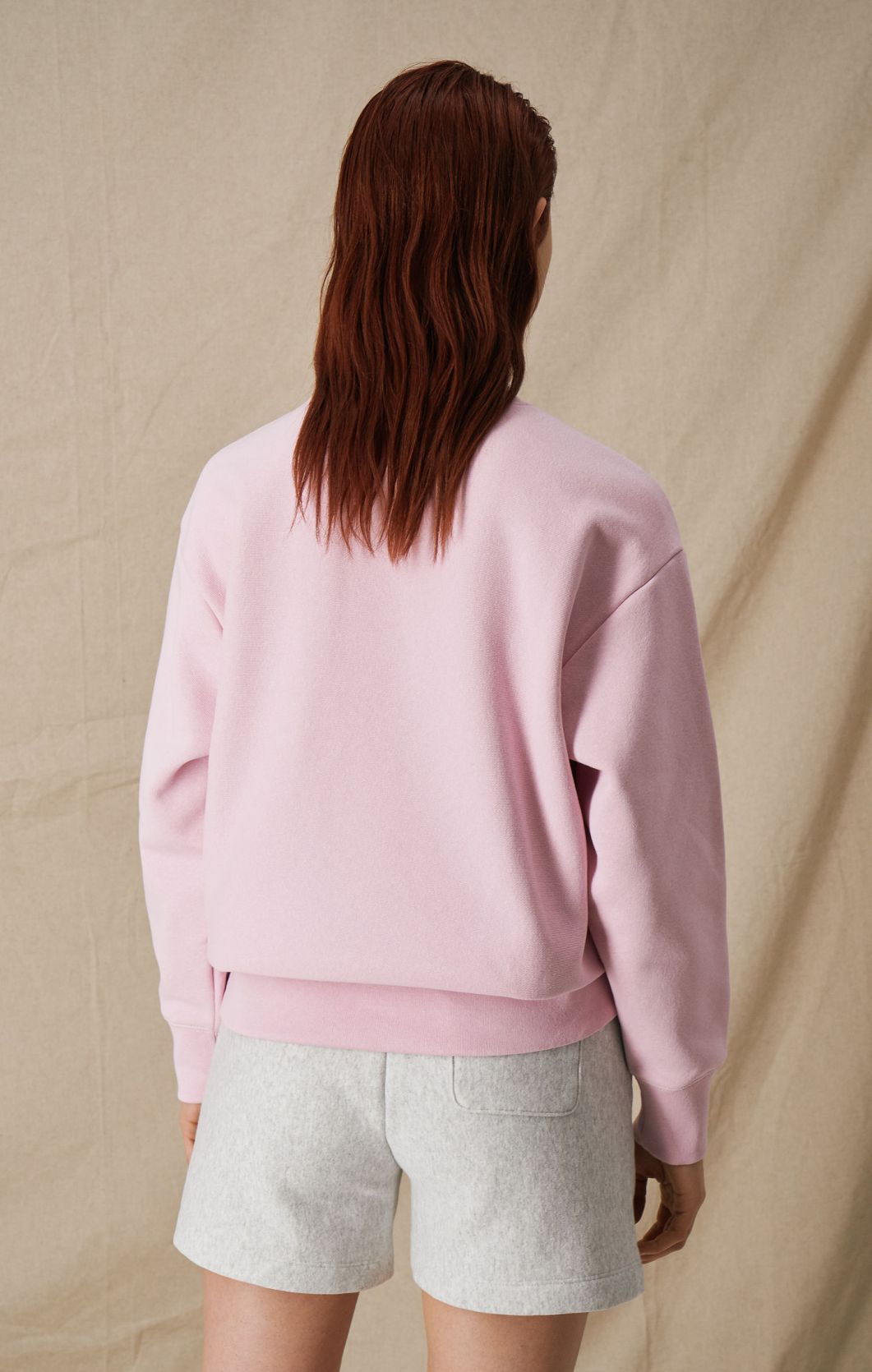 Pink Weave Boxy Reverse Sweatshirt Minimal