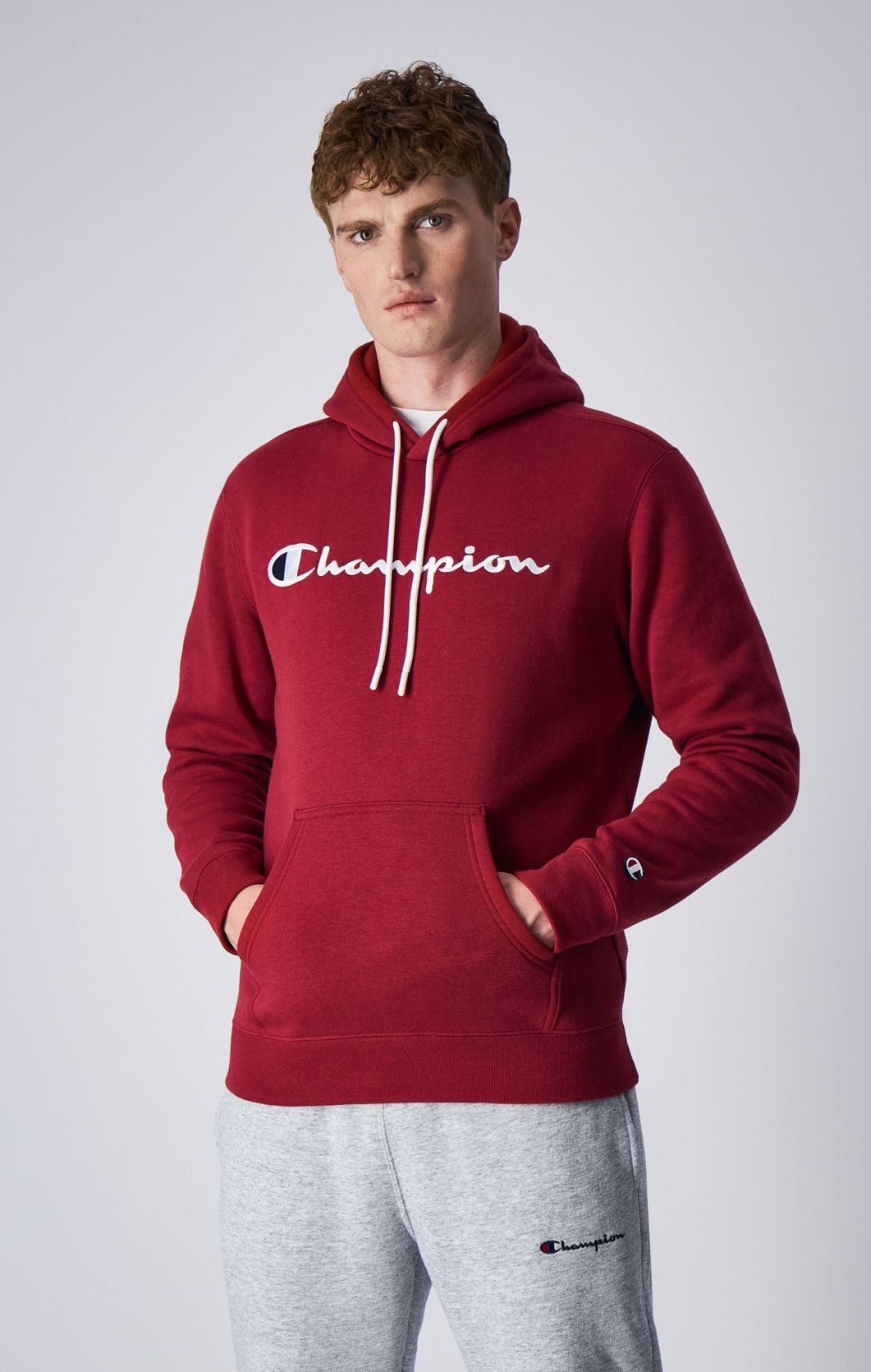Fleece-Kapuzenpullover mit gesticktem Logo-Schriftzug | Champion Deutschland
